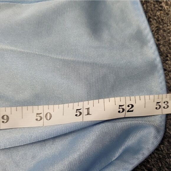 VINTAGE 80s nightgown blue full length lace cutout dress L - Picture 7 of 9